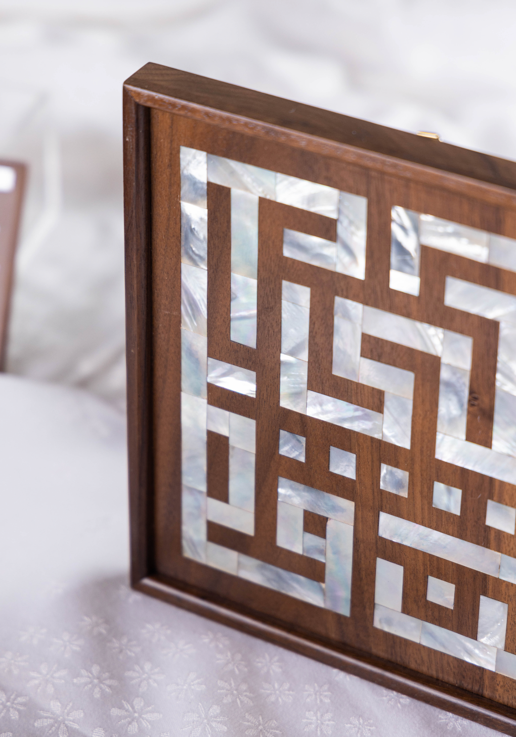 Wooden & mother of pearl art wall - هذا من فضل ربي